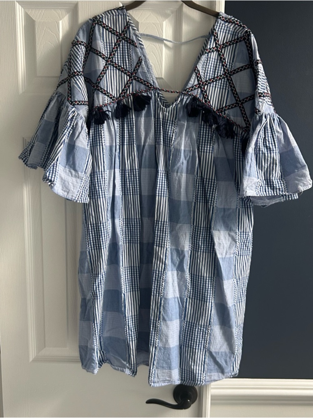 Maeve boho dress with multicolor trim